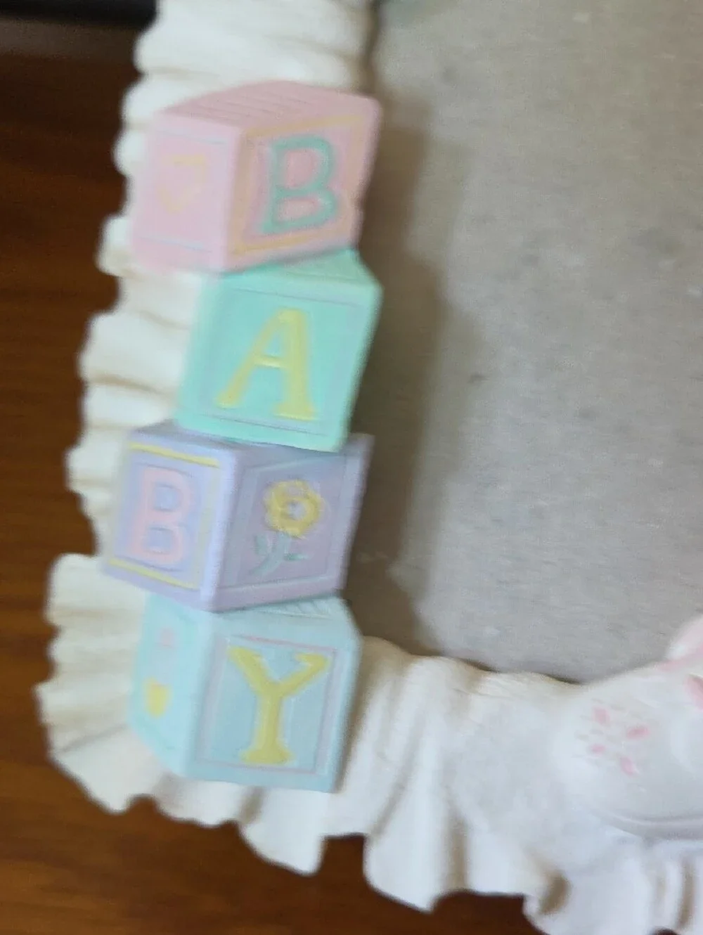 Baby Themed White and Mint Picture Frame - Holds 3 1/2 X 5 Photo